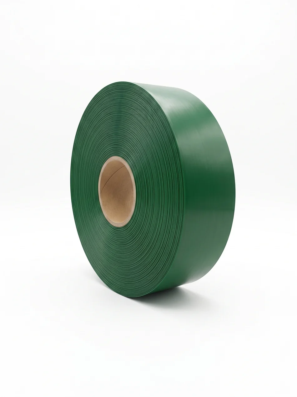 Detalle de rollo de film verde para empaque