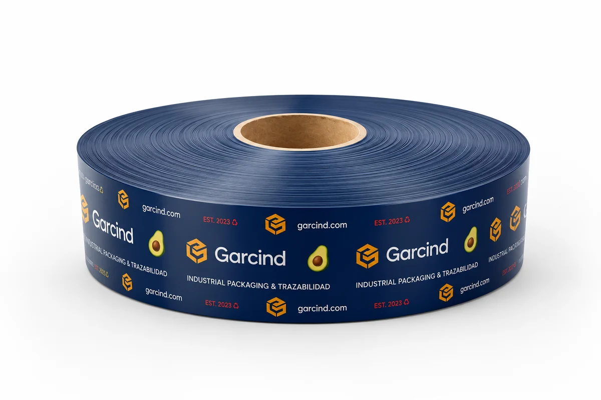 Rollo de film impreso personalizado con la marca Garcind
